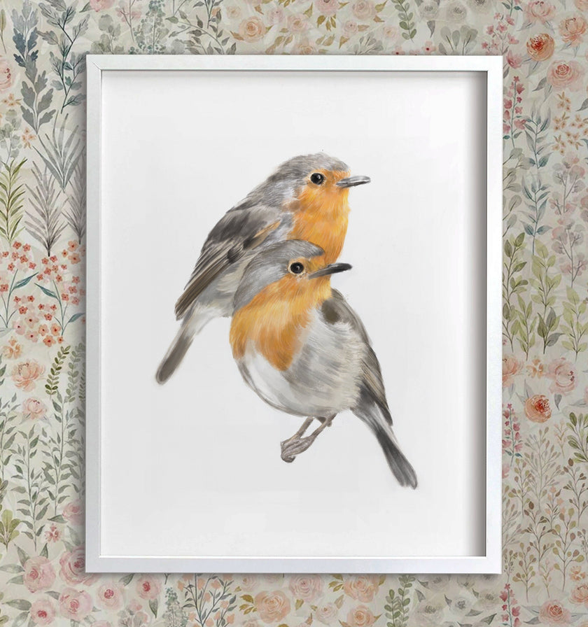 Robin Bird Friendship Print:  Scandinavian Wall Decor for Couples