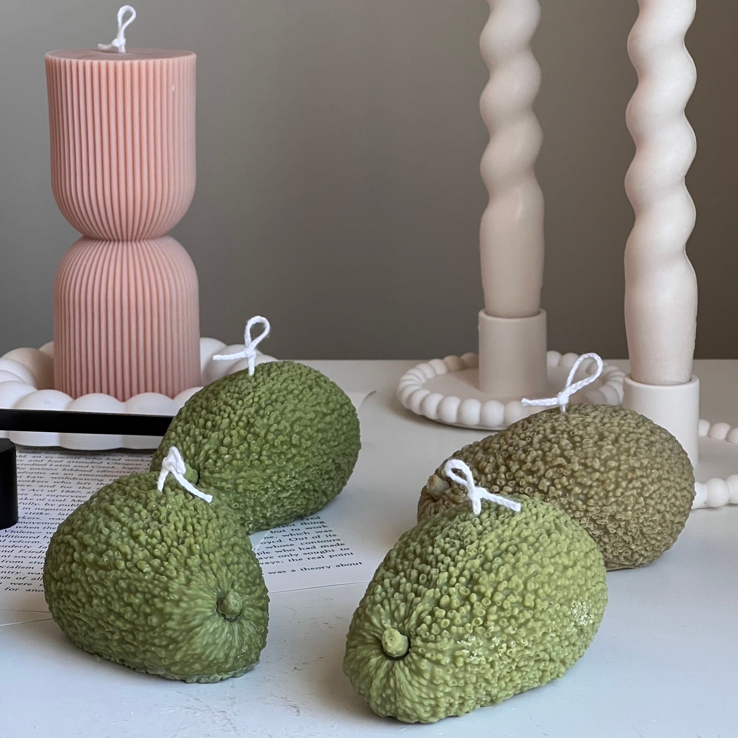 Avocado Shaped Candle: Scented Soy Wax Vegan Candle