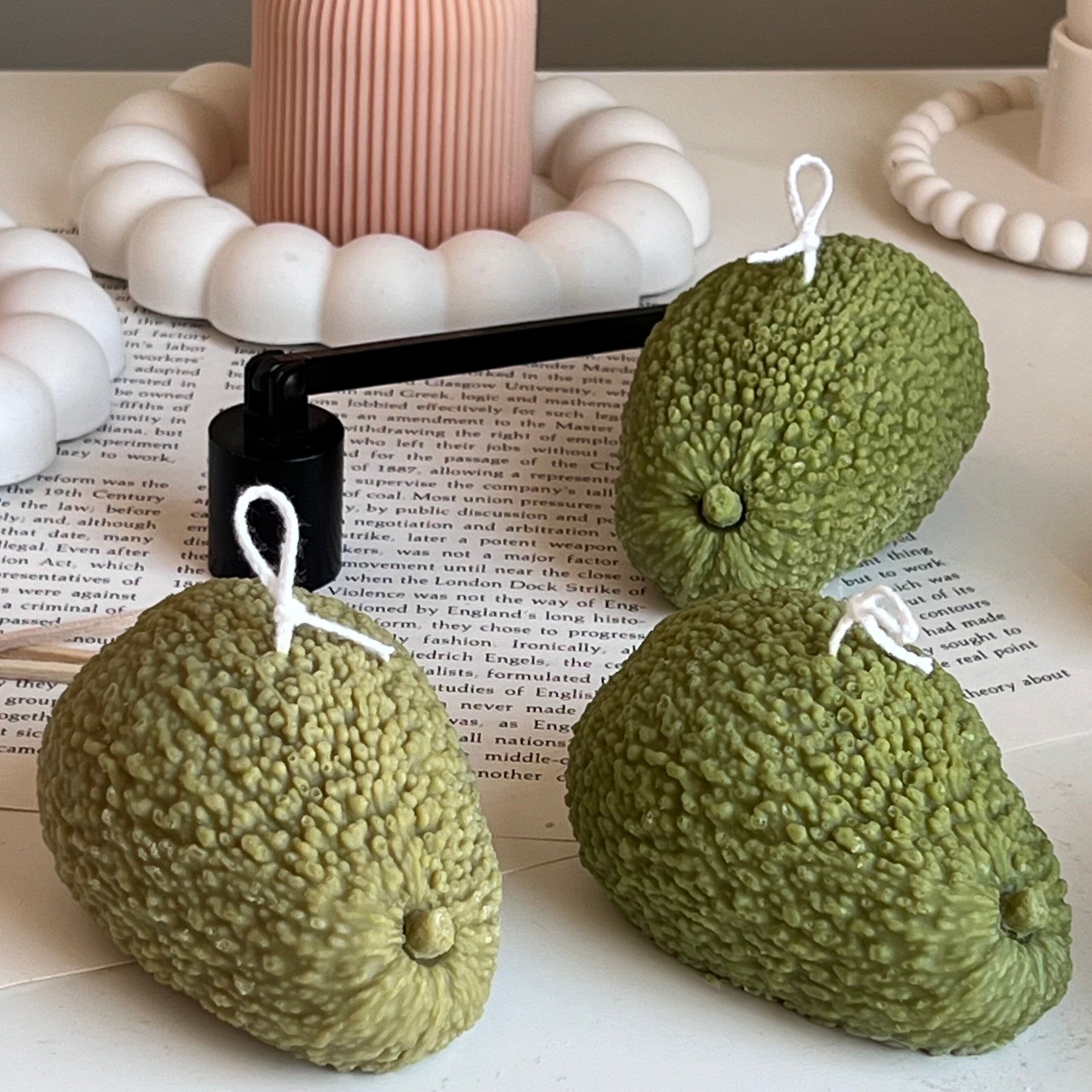 Avocado Shaped Candle: Scented Soy Wax Vegan Candle