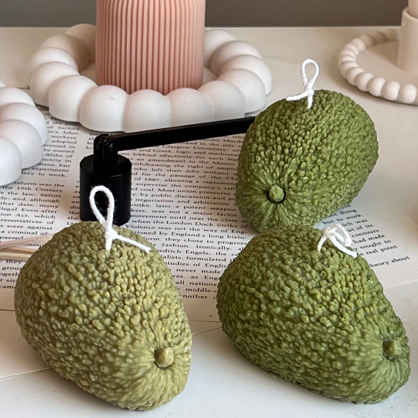 Avocado Shaped Candle: Scented Soy Wax Vegan Candle