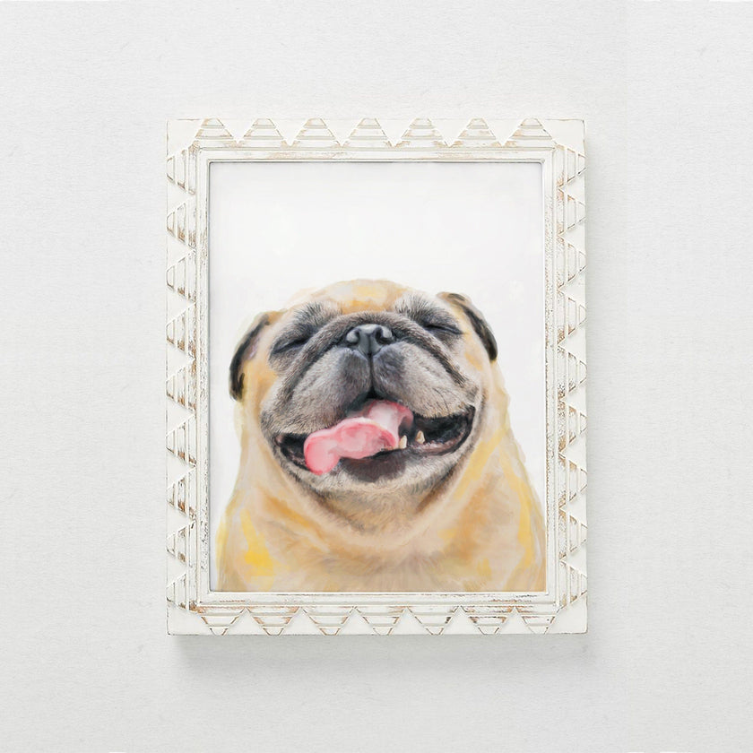 Happy Pug Watercolor Painting
