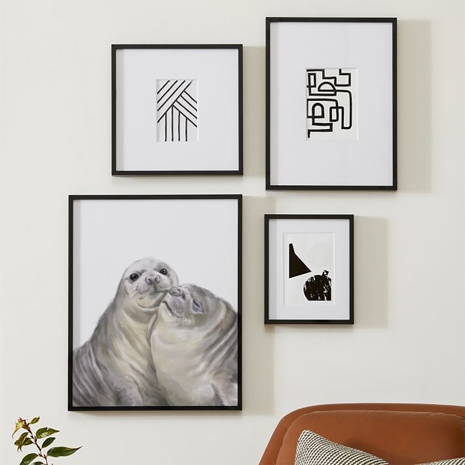 Seal with A Kiss Art Print:  Anniversary Gift for Animal Lovers