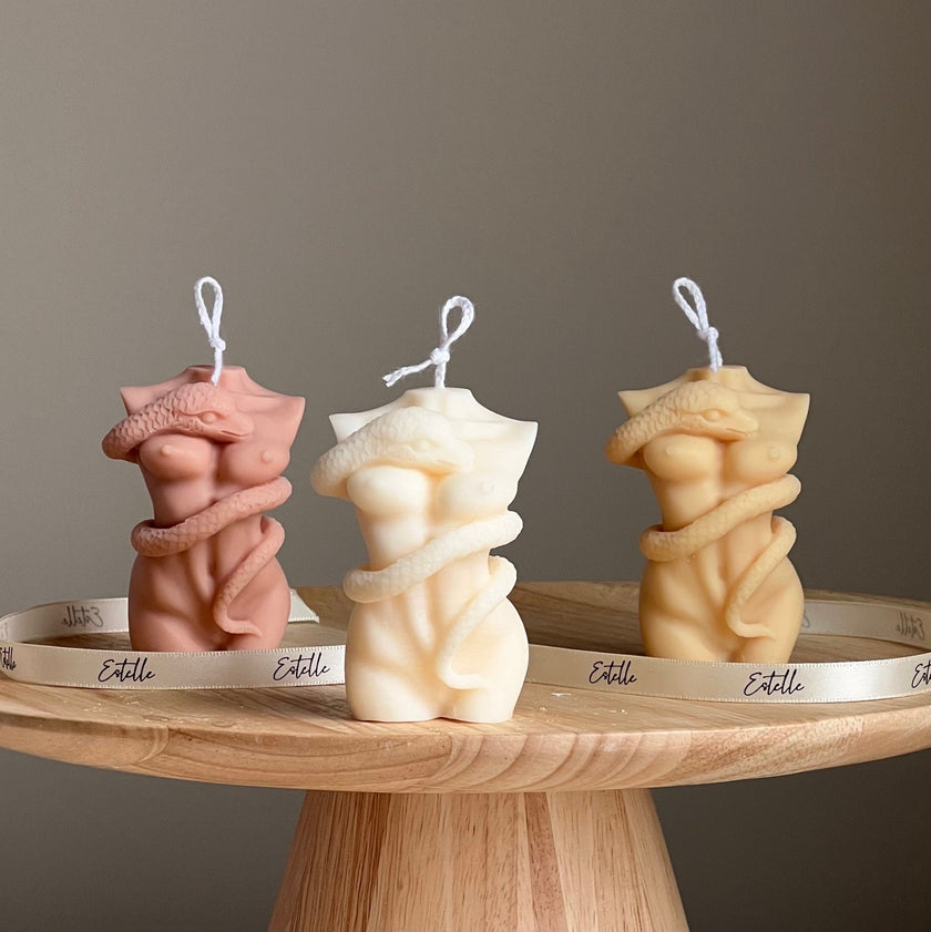 Handmade Soy Wax Female Body Candle with Snake