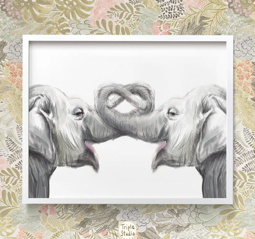 Personalized Elephants Art Print