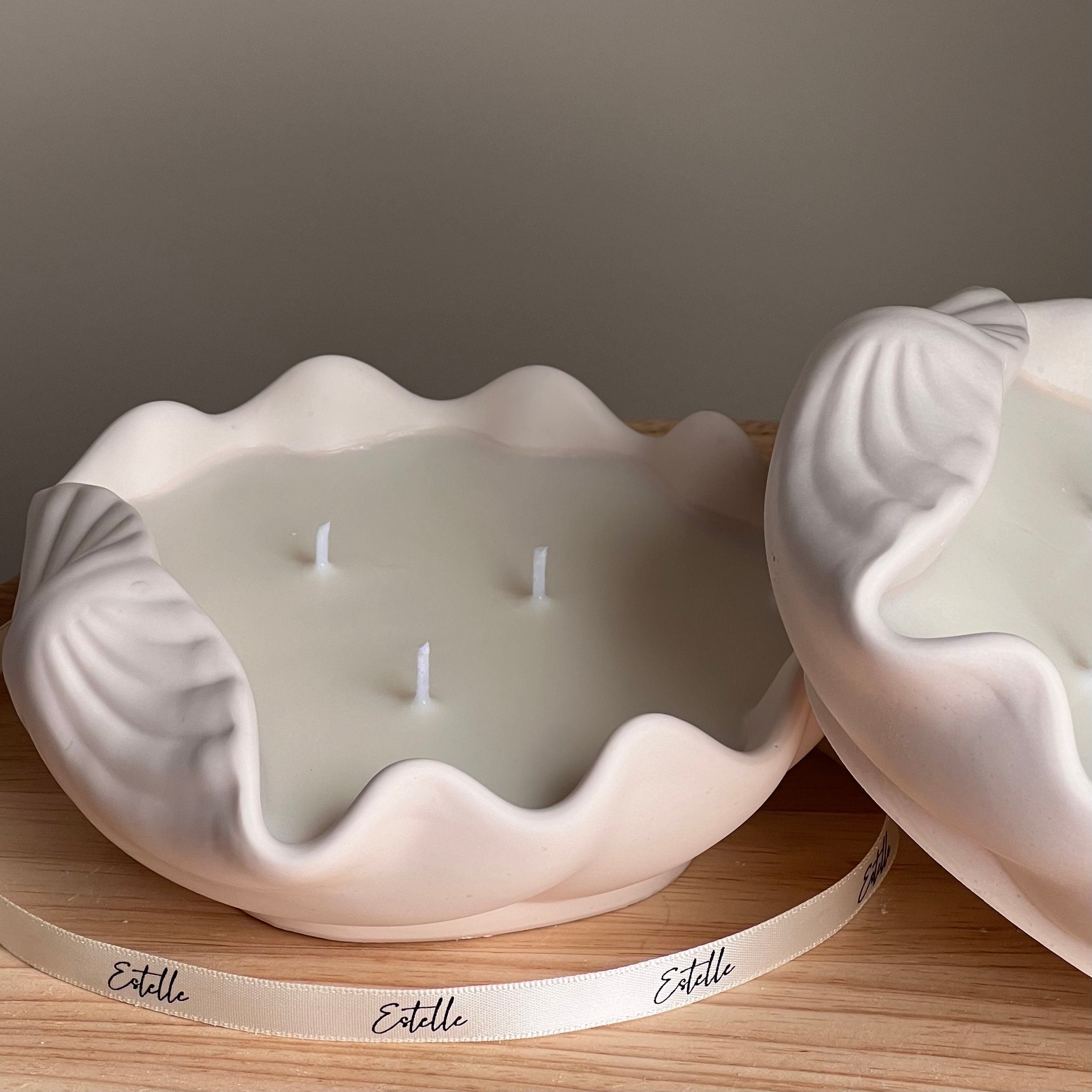 Clam Shell Soy Wax Candle in Jesmonite Vessel: Handmade Scented Candle