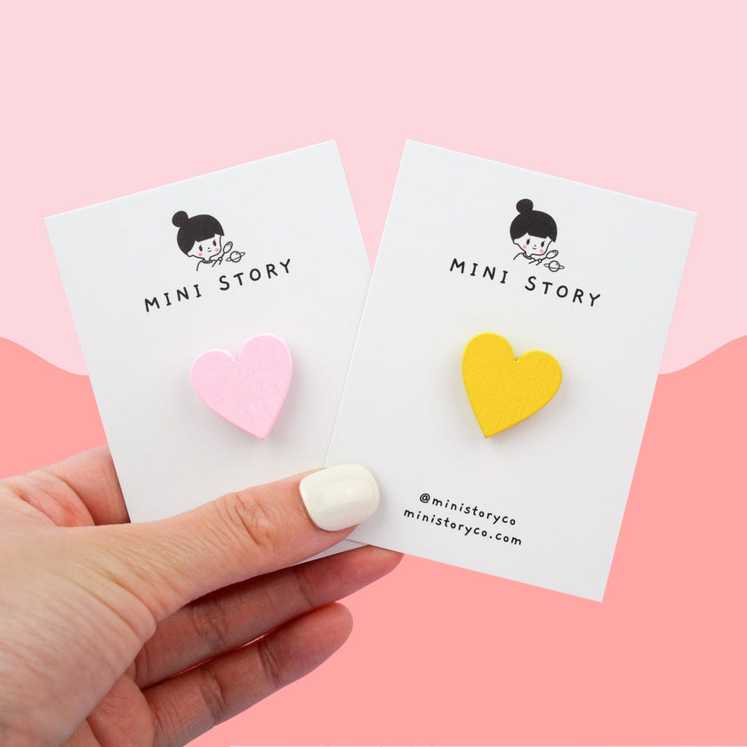Colourful I LOVE YOU Wood Heart Pin