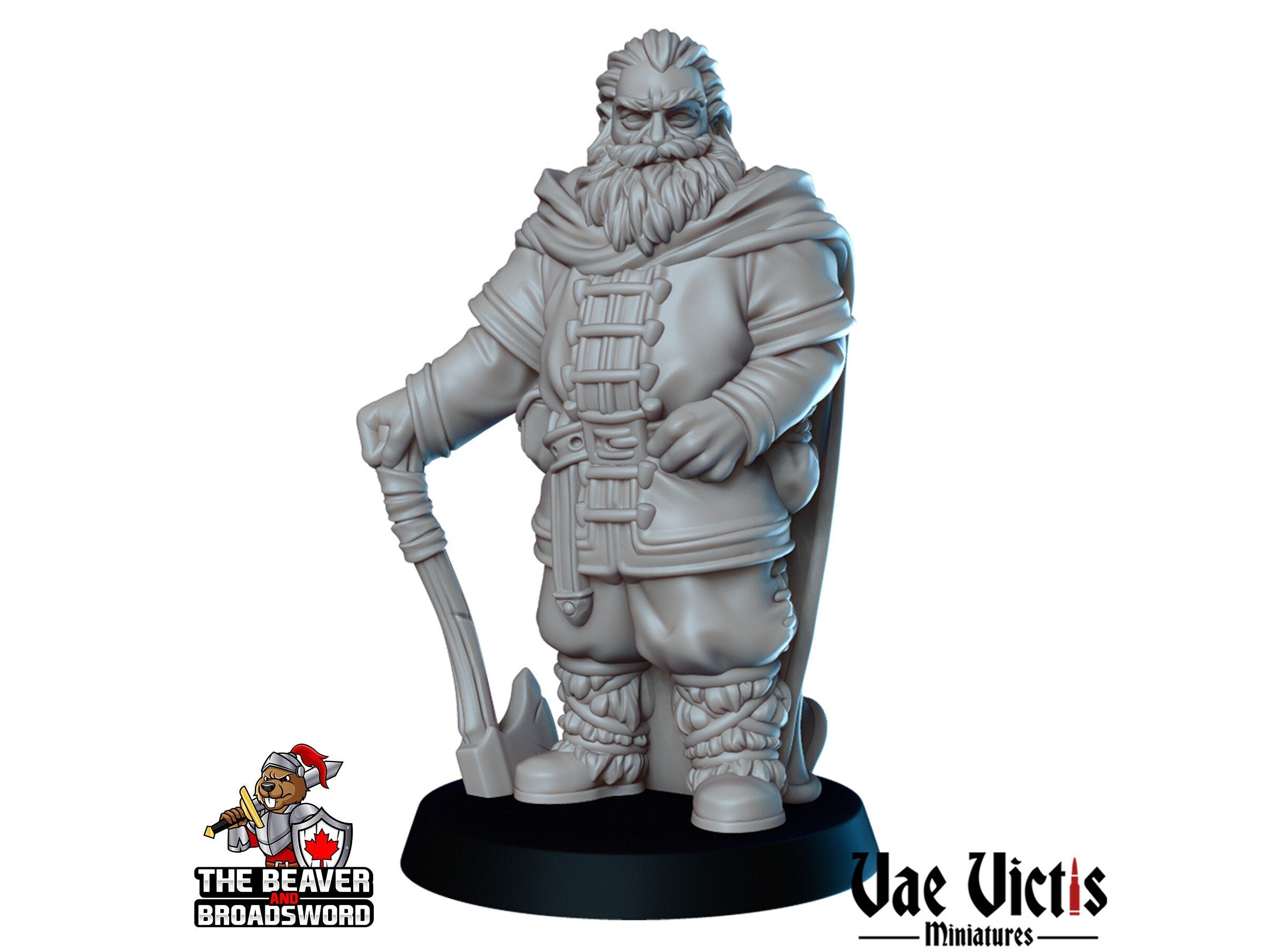 Old Winter Fighter DnD mini - Vae Victis | Barbarian | Warrior | Male | PC | Human | Hero | Medieval | Cloaked | Cold | NPC | Fantasy