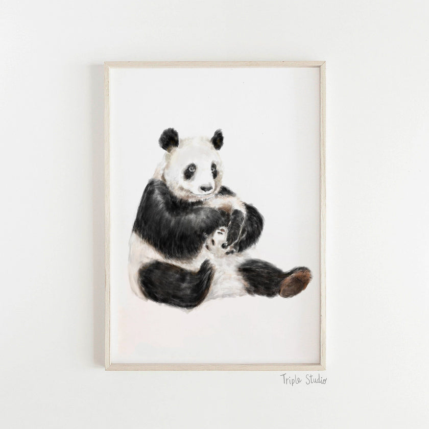 Panda Mom and Cub Art Print