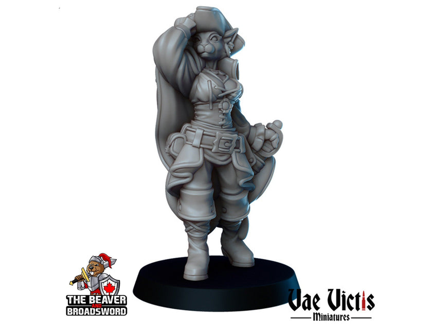 Tabaxi Pirate Captain DnD mini - Vae Victis | Sailor | Catfolk | Female | NPC | PC | | NPC, Fantasy, Pathfinder