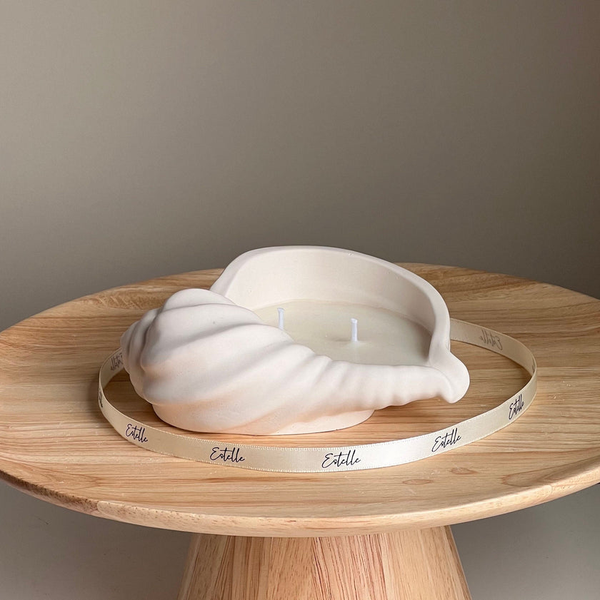 Conch Shell Soy Wax Candle | Jesmonite Vessel, Handmade