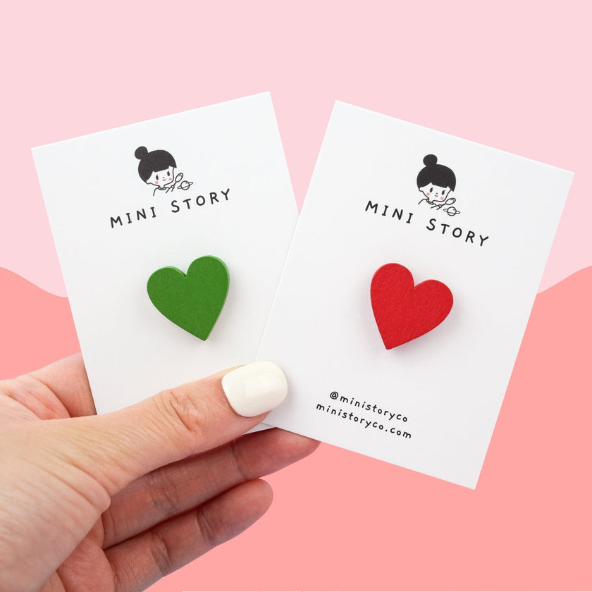Colourful I LOVE YOU Wood Heart Pin
