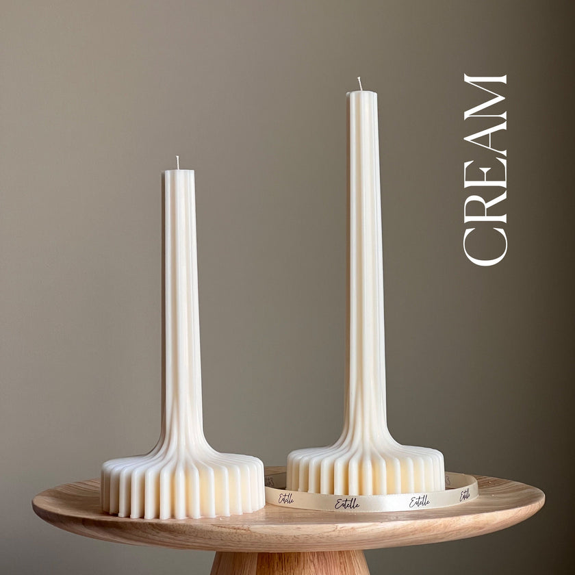 Elegant Soy Vase Candle: Sculptural Striped Column Candle