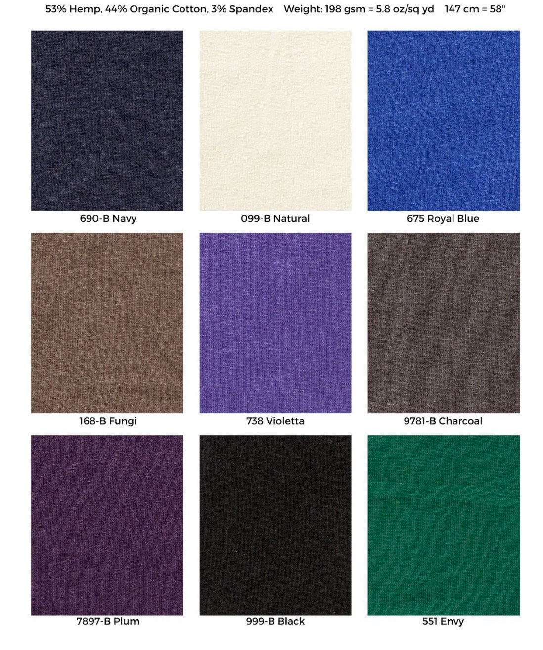 Hemp Organic Cotton Stretch Jersey Fabric - 58