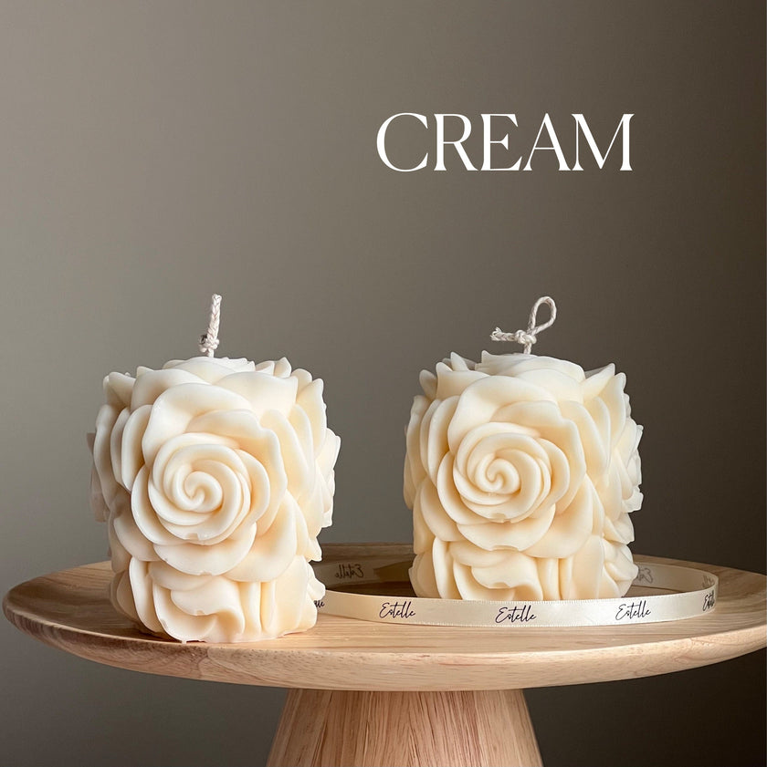 Handmade Rose Flower Candle | Vegan Soy Pillar Candle