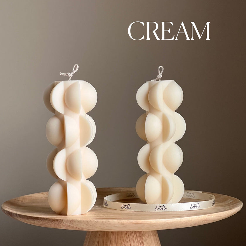 Geometric Soy Pillar Candle: Sculptural Home Decor