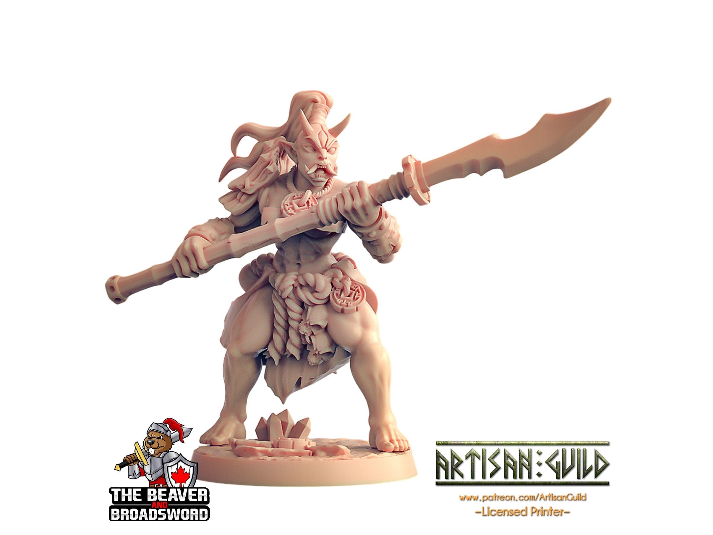 Oni Clan Orc Fighter C dnd mini - Artisan Guild | Orc | Demon | Female | Barbarian | Pathfinder | Monk | TTRPG, Wargaming, Monster, Half-Orc