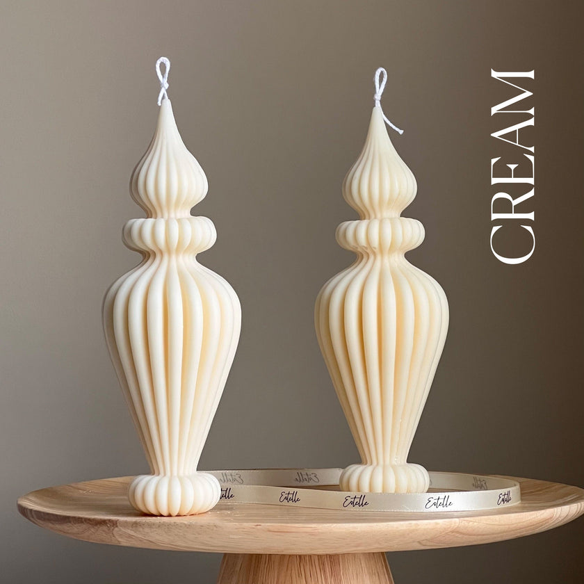 Handmade Ribbed Vase Candle: Vegan Soy Pillar Candle, Boho Home Decor