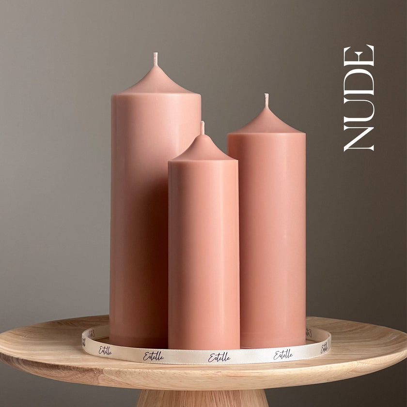 Handmade Soy Wax Pillar Candle: Unscented Decorative Candle