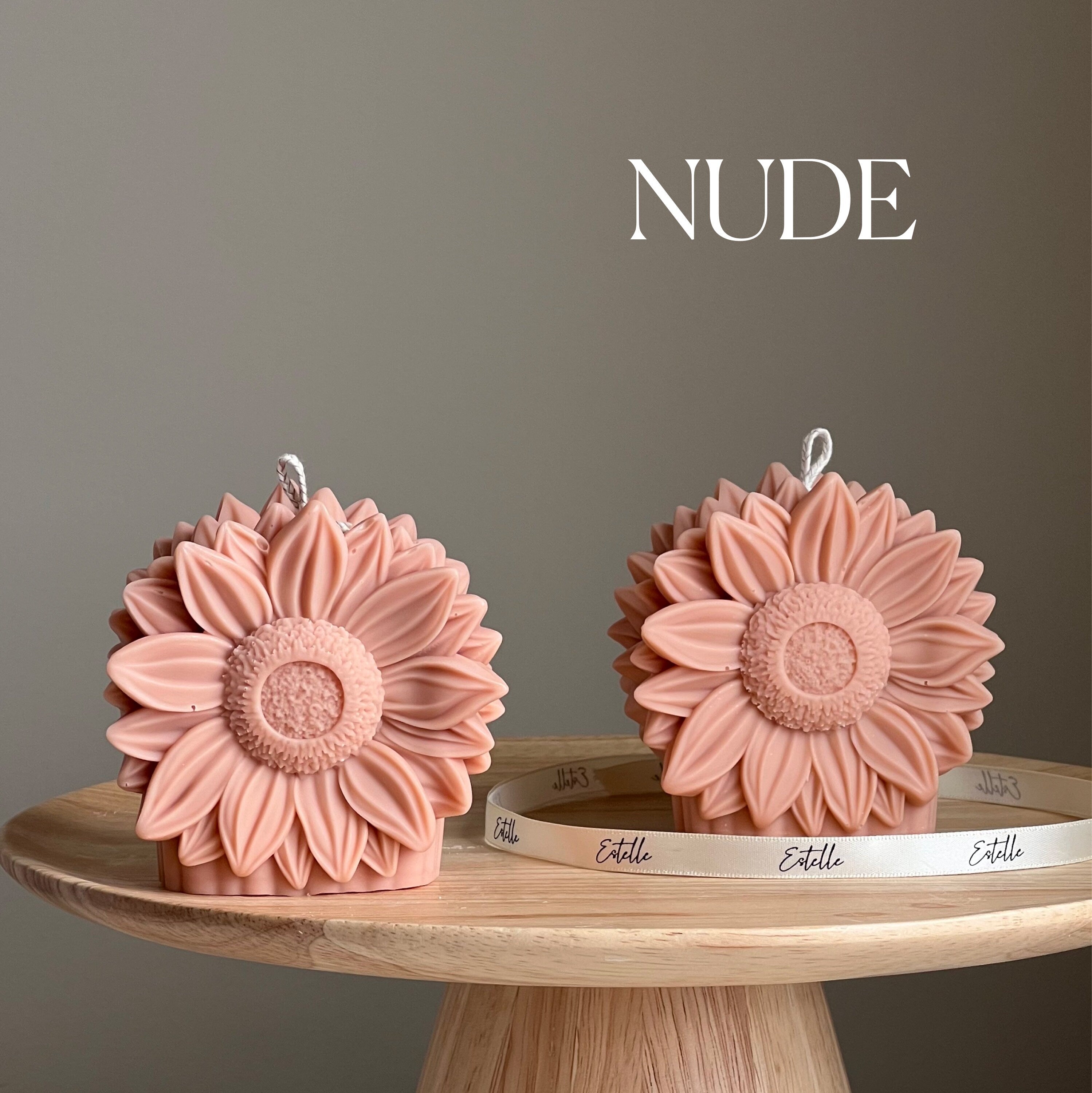 Handmade Sunflower Candle: Vegan Soy Pillar Candle, Home Decor