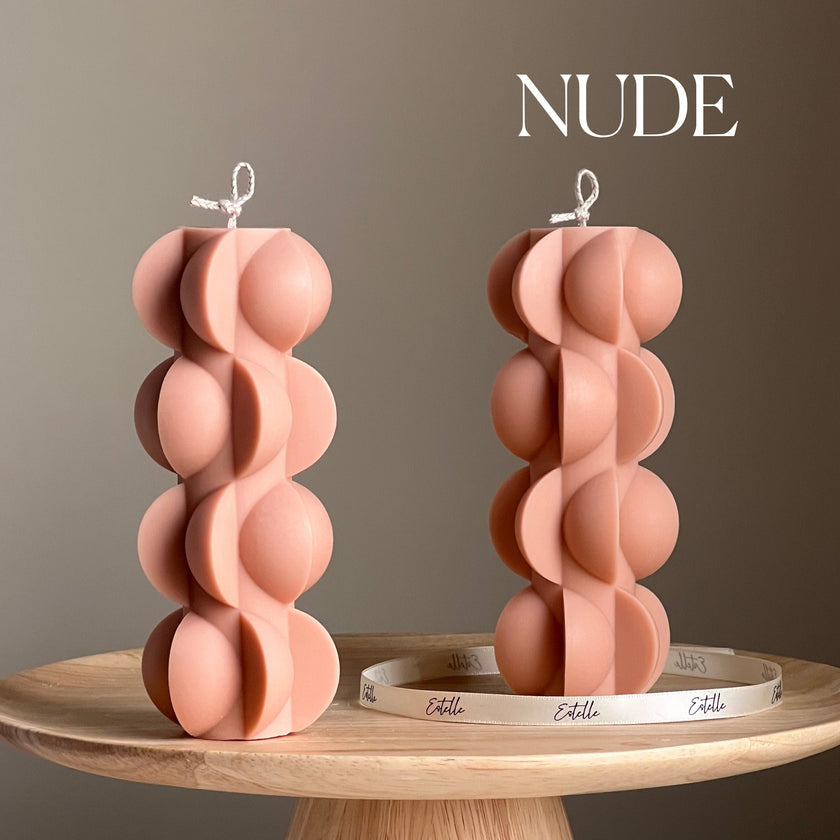 Geometric Soy Pillar Candle: Sculptural Home Decor