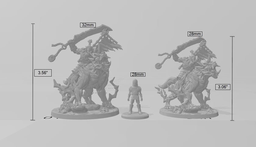 Mounted Yoshigruzu, Orc Clan Leader dnd mini - Artisan Guild | Half-Orc, Male | Barbarian | Pathfinder, Monk, Worg, Fighter, Samurai, Wolf