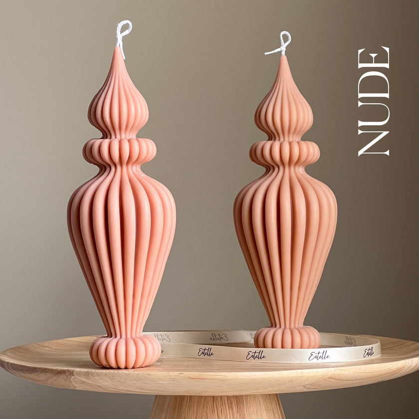 Handmade Ribbed Vase Candle: Vegan Soy Pillar Candle, Boho Home Decor