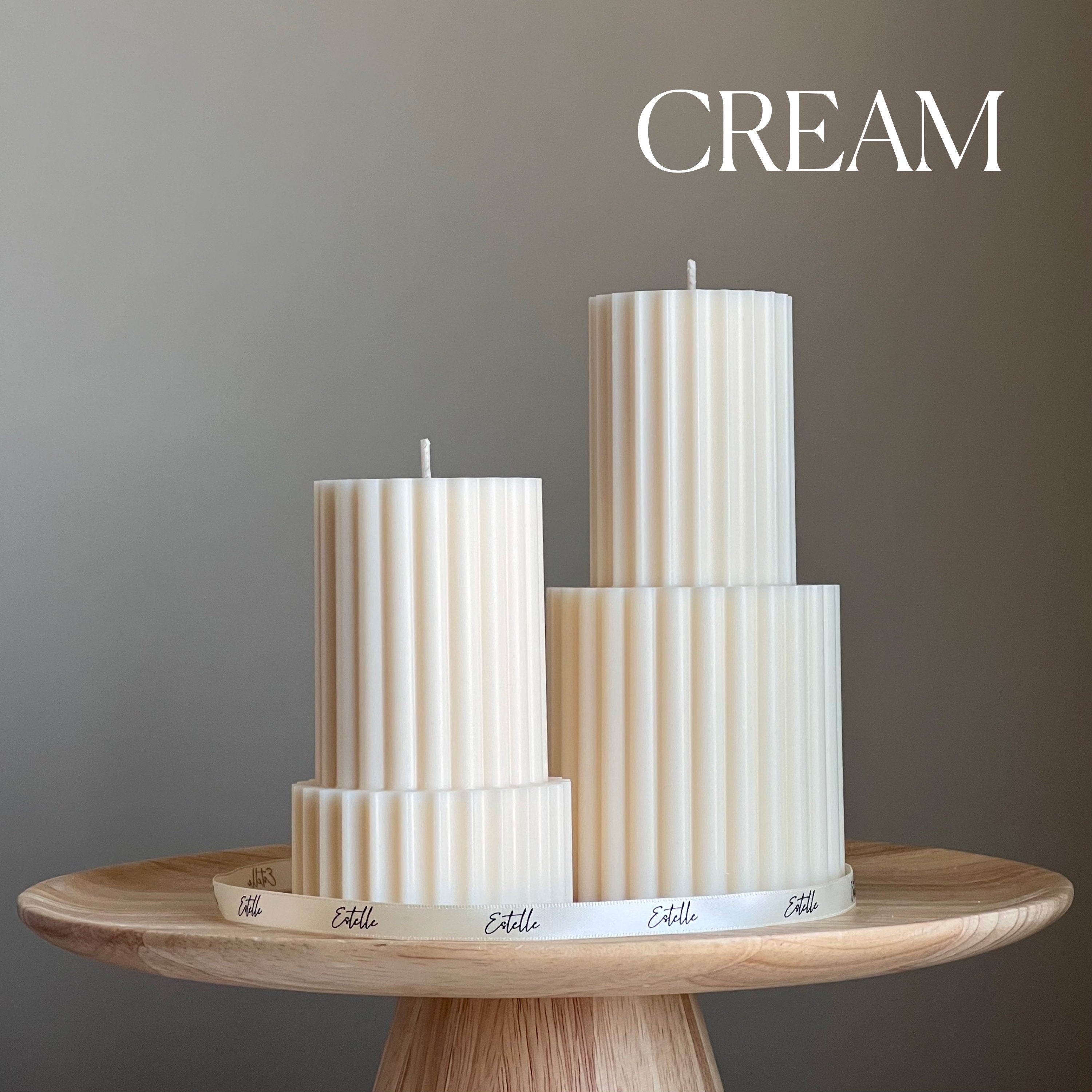Handmade Ribbed Soy Wax Pillar Candle | Home Decor