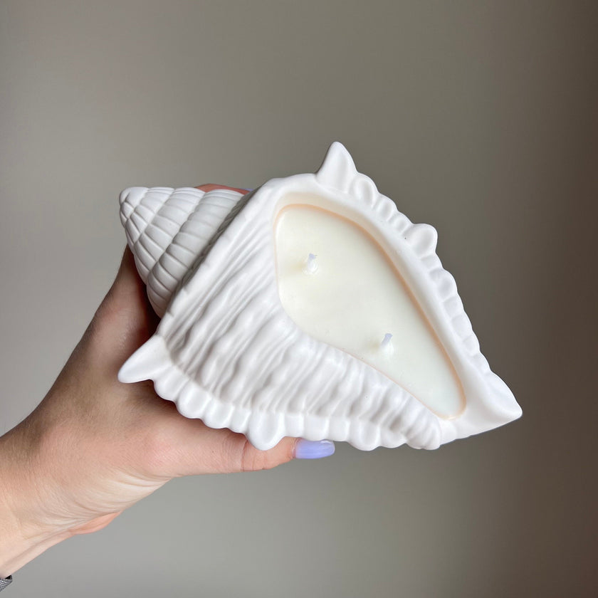 Conch Shell Soy Wax Candle | Jesmonite Container, Handmade