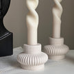 Ribbed Jesmonite Candlestick Holder: Minimalist Table Decor