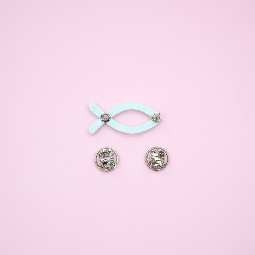 Fish Pin Badge | Cute Wooden Blue Fish Pin