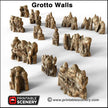 Grotto Walls - Printable Scenery | DnD | Clorehaven | Cave | Dungeon | Scene | Scatter Terrain | Wargaming | Pathfinder | 28mm 15mm 32mm