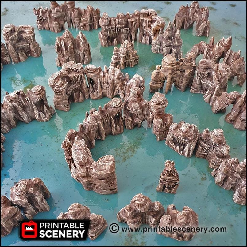 Grotto Walls - Printable Scenery | DnD | Clorehaven | Cave | Dungeon | Scene | Scatter Terrain | Wargaming | Pathfinder | 28mm 15mm 32mm