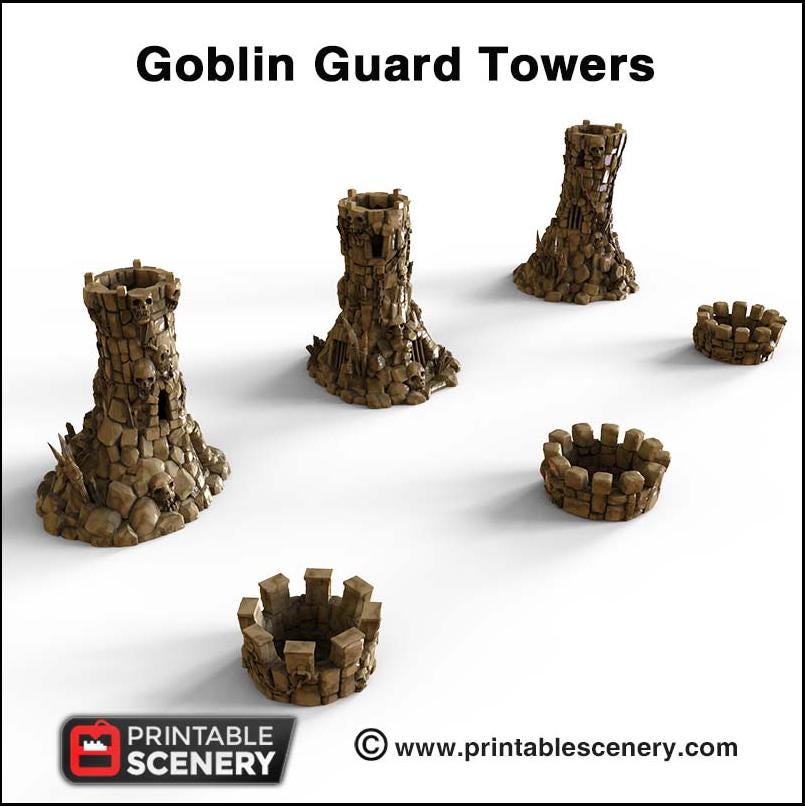 Goblin Guard Towers - Printable Scenery | DnD | Clorehaven | Cave | Dungeon | Castle | Fort | Wargaming | Pathfinder | 28mm 15mm 32mm