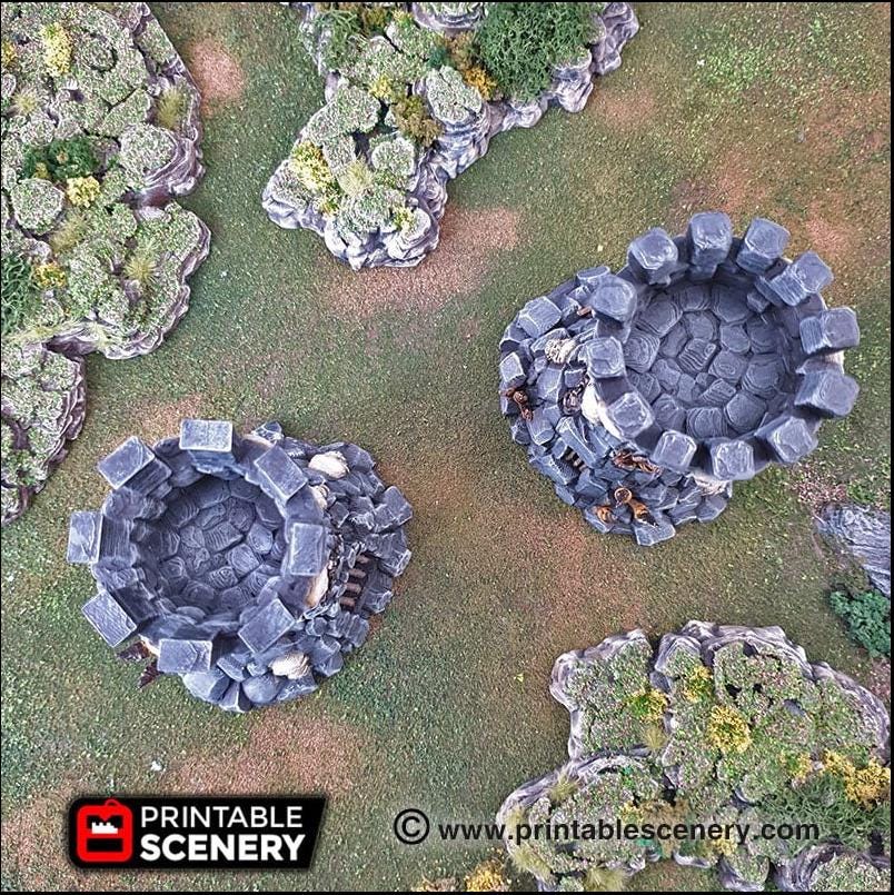 Goblin Guard Towers - Printable Scenery | DnD | Clorehaven | Cave | Dungeon | Castle | Fort | Wargaming | Pathfinder | 28mm 15mm 32mm