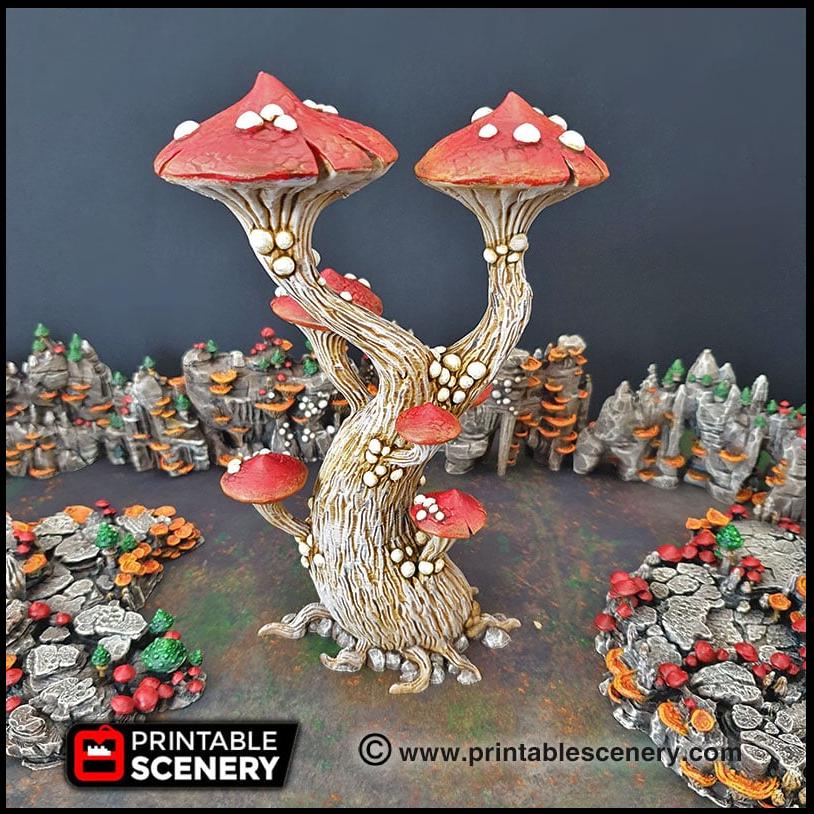 Magic Mushrooms Tree Set - Printable Scenery | DnD | Cave | Swamp | Trees | Scatter Terrain | Wargaming | Goblin Grotto | 28mm 15mm 32mm