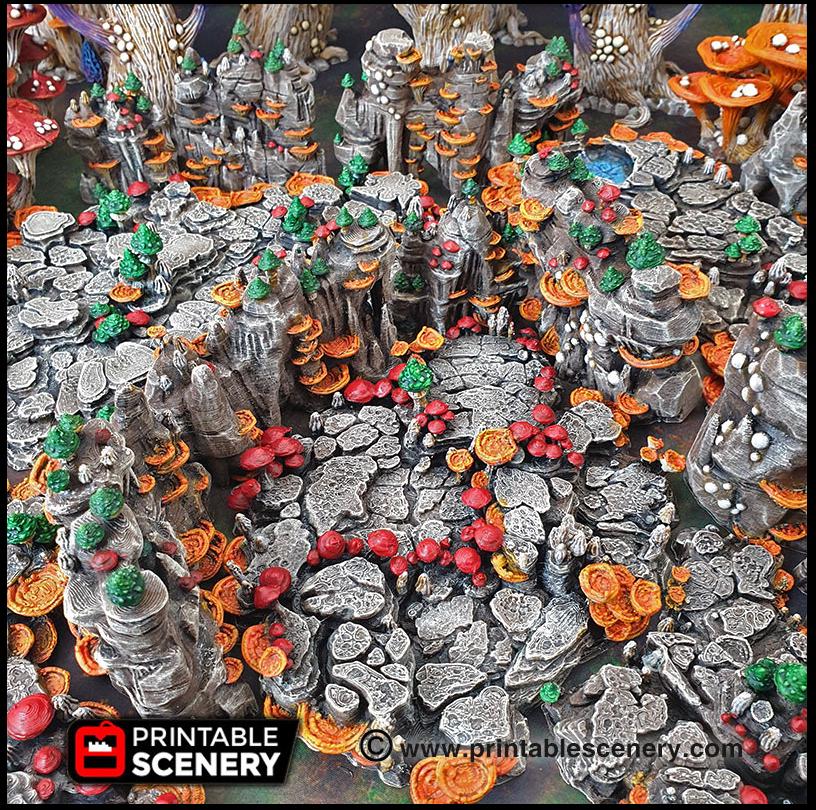 Mushroom Grotto Walls - Printable Scenery | DnD | Clorehaven | Cave | Dungeon | Scene | Scatter Terrain | Wargaming | 28mm 15mm 32mm, Goblin