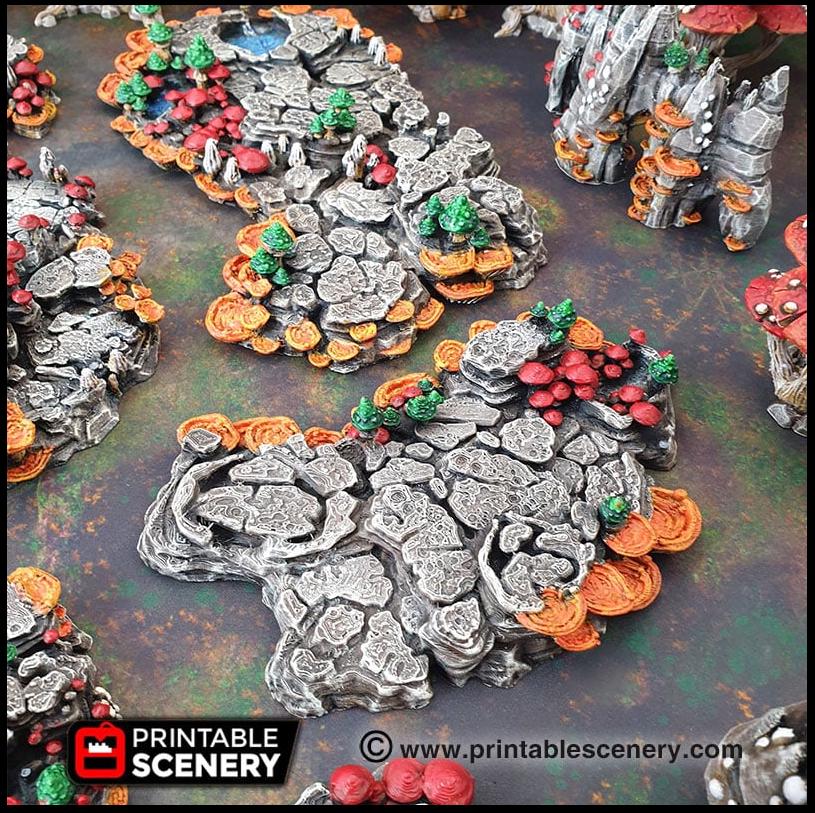 Mushroom Grotto Floors - Printable Scenery | DnD | Cave | Swamp | Scatter Terrain | Wargaming | Goblin Grotto | 28mm 15mm 32mm