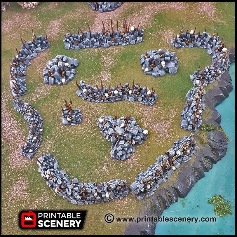 Goblin Barricades - Printable Scenery | DnD | Fort | Castle | Cover | Scatter Terrain | Wargaming | Goblin Grotto | 28mm 15mm 32mm