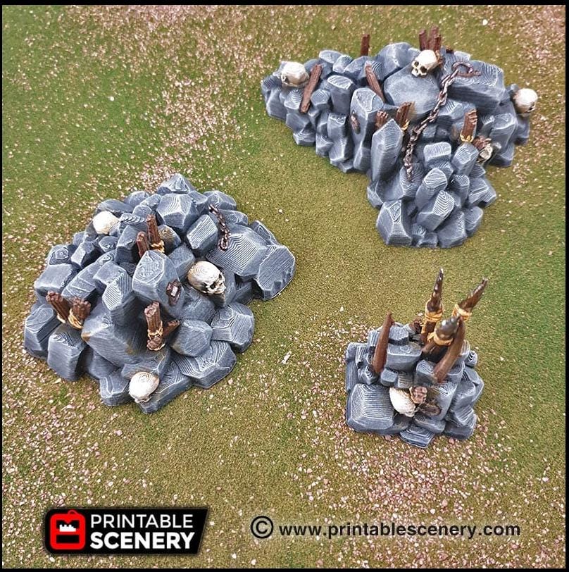 Goblin Barricades - Printable Scenery | DnD | Fort | Castle | Cover | Scatter Terrain | Wargaming | Goblin Grotto | 28mm 15mm 32mm