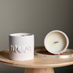 Handmade Soy Wax Candle: Jesmonite Vessel, Wood Wick - Mom Jar