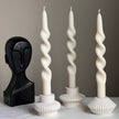 Ribbed Jesmonite Taper Candle Holder: Minimalist Table Decor