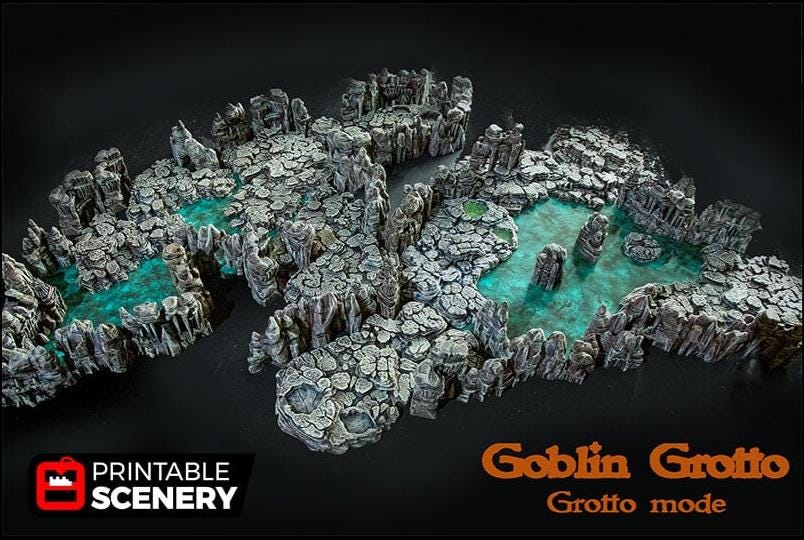 Grotto Floors - Printable Scenery | DnD | Clorehaven | Cave | Dungeon | Scene | Scatter | Wargaming | Terrain | Pathfinder | 28mm 15mm 32mm