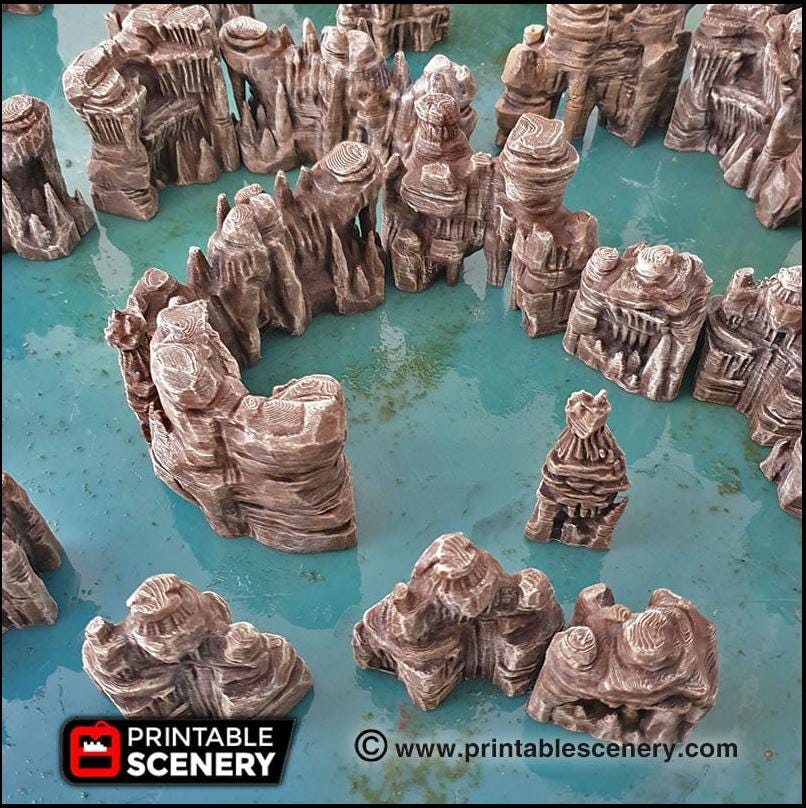 Grotto Walls - Printable Scenery | DnD | Clorehaven | Cave | Dungeon | Scene | Scatter Terrain | Wargaming | Pathfinder | 28mm 15mm 32mm