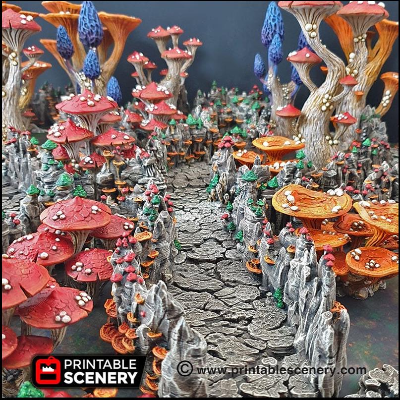 Mushroom Grotto Tunnels - Printable Scenery | DnD | Cave | Dungeon | Scene | Scatter Terrain | Wargaming | Pathfinder | 28mm 15mm 32mm