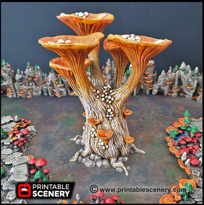 Blooming Lanterns Mushroom Tree Set - Printable Scenery | DnD | Cave | Swamp | Scatter Terrain | Wargaming | Goblin Grotto | 28mm 15mm 32mm
