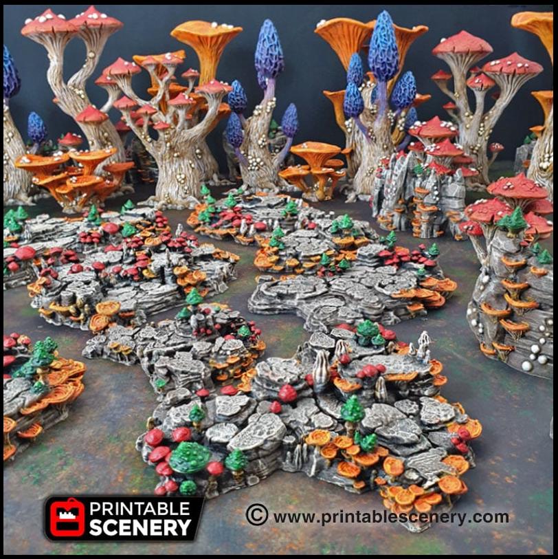 Mushroom Grotto Floors - Printable Scenery | DnD | Cave | Swamp | Scatter Terrain | Wargaming | Goblin Grotto | 28mm 15mm 32mm