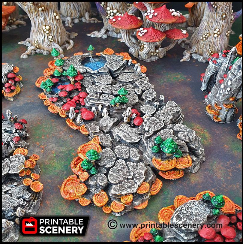 Mushroom Grotto Floors - Printable Scenery | DnD | Cave | Swamp | Scatter Terrain | Wargaming | Goblin Grotto | 28mm 15mm 32mm