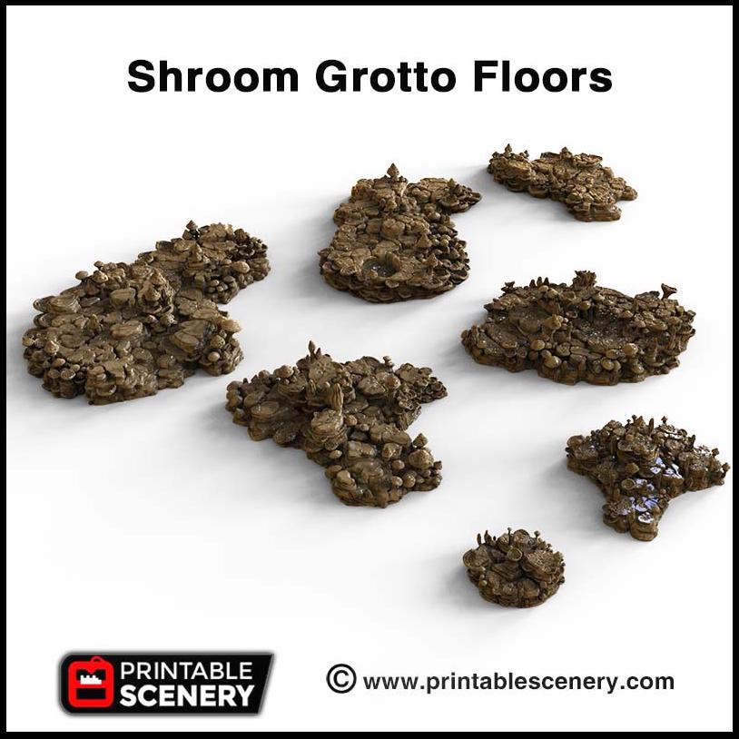 Mushroom Grotto Floors - Printable Scenery | DnD | Cave | Swamp | Scatter Terrain | Wargaming | Goblin Grotto | 28mm 15mm 32mm