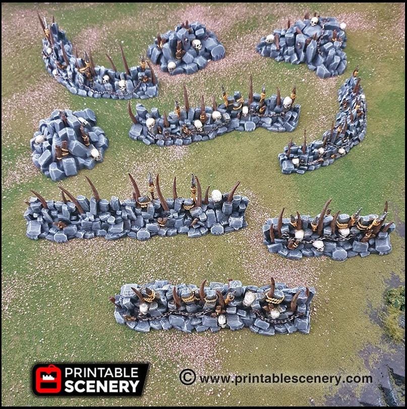 Goblin Barricades - Printable Scenery | DnD | Fort | Castle | Cover | Scatter Terrain | Wargaming | Goblin Grotto | 28mm 15mm 32mm