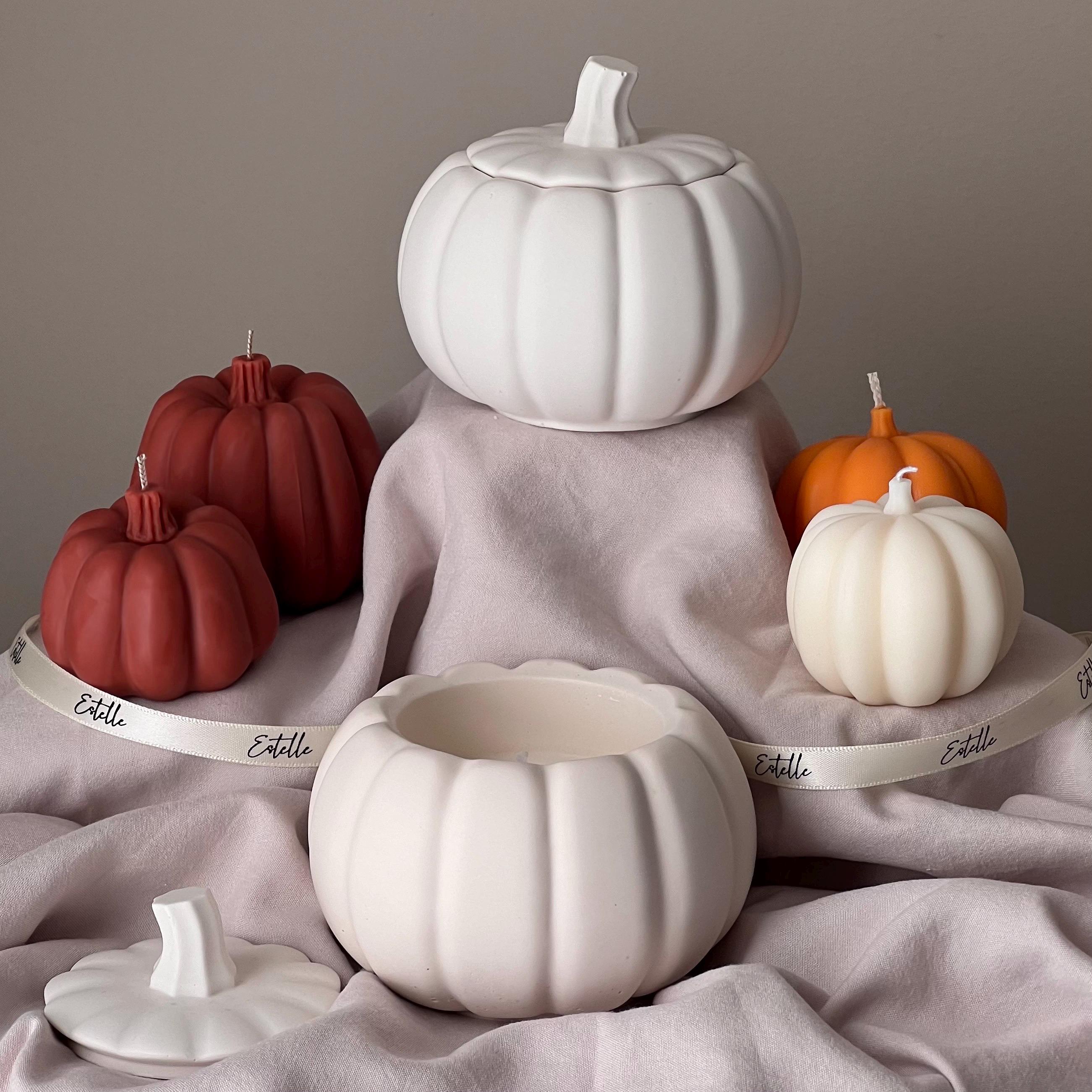 Pumpkin Jar Soy Wax Candle: Handmade Jesmonite Vessel, Autumn Scent